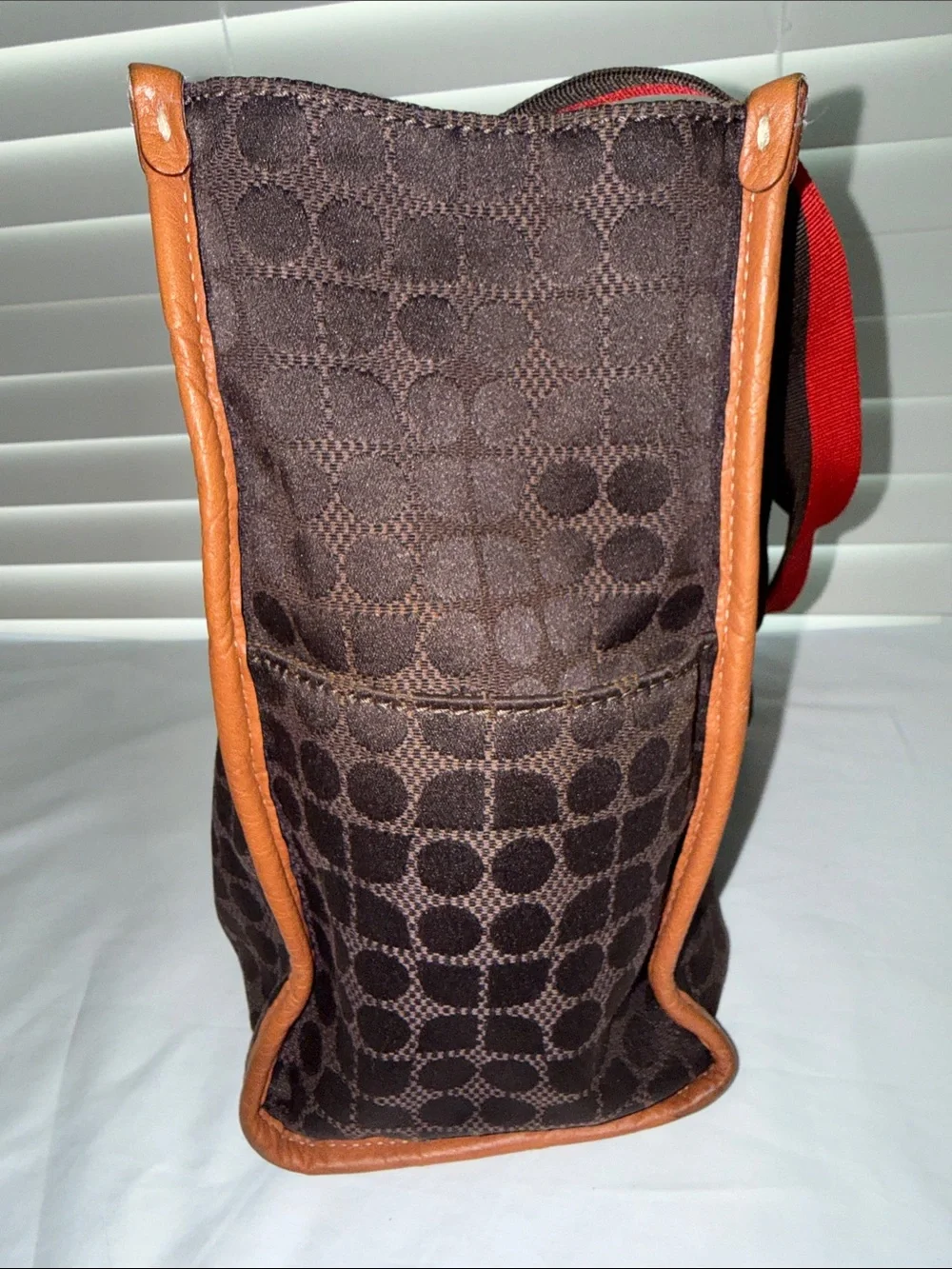 kate spade Brown Tote with Red and Black Straps